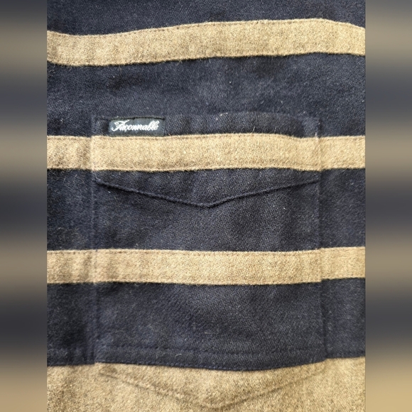 Faconnable Grey Wool Blend Shirt With Blue Striped Med, Men’s - Picture 5 of 11